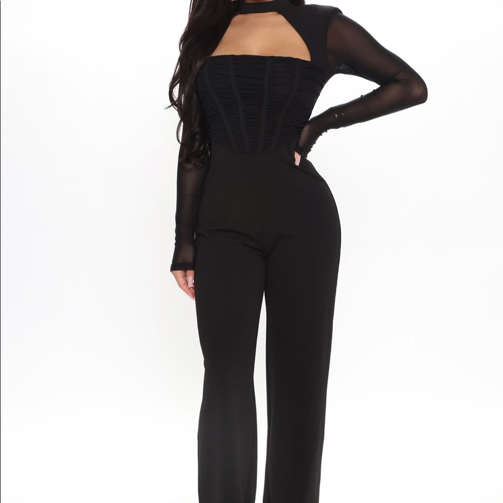 Like New Black Mesh Jumpsuit